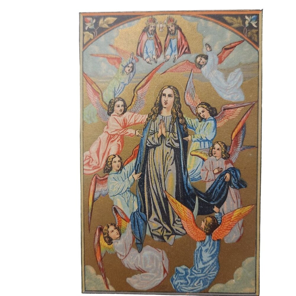 Framed Immaculate Conception Illumination Print With Gold Leaf Details - 10" X 8